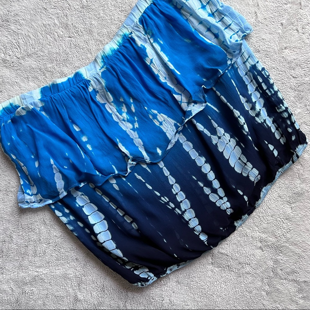 Young Fabulous & Broke Caicos Tie Dye Strapless Ruffle Flounce Tiered Top Small